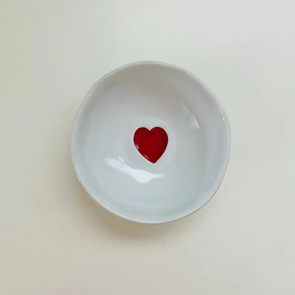 WILLIAMS SONOMA Stoneware Valentine's Day Soup Cereal Heart Bowls, Set of 4